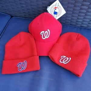 Washington Nationals Hat Bundle Cap + 2 Beanies Red MLB